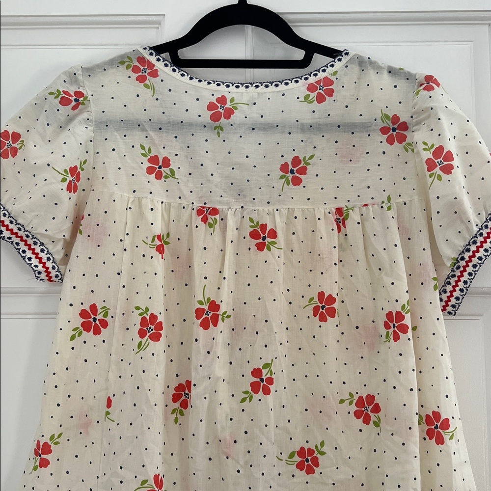 Komar Vintage 100% Cotton Nightgown Ribbon Detail White Multicolor Floral Size M - Picture 8 of 10